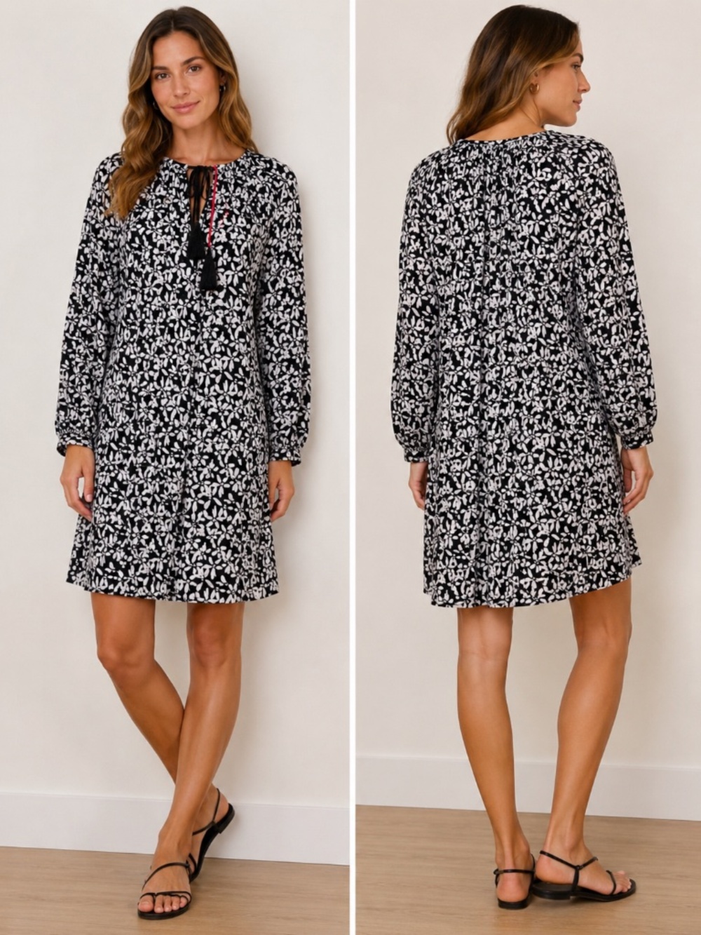 Voyageur by Mersea Fete Dress Women's SM Black White Floral NWT Resort Vacation